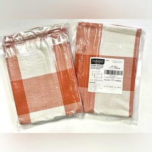 4 Orange and White Plaid Knit 12 x 20 Pillow Covers NWT